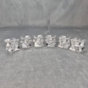 Deplomb Lot of 6 24% Lead Crystal Candle 2" Candlestick Candle Holders Stackable